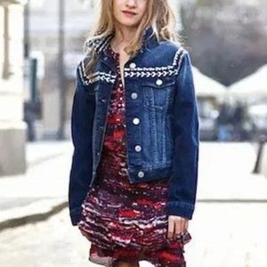 NWOT ISABEL MARANT / H&M Jean Jacket, Blue Cotton Embroidered, Girl 13-14Y